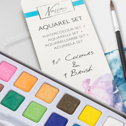 Aquarel kit 18 colours + Sivellin ryhmässä Taiteilijatarvikkeet / Värit / Akvarellivärit @ Pen Store (128538)