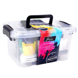 Akryylimaali 9 colours (75 ml) + 6 Sivellined ryhmässä Taiteilijatarvikkeet / Taiteilijavärit / Akryylivärit @ Pen Store (128539)