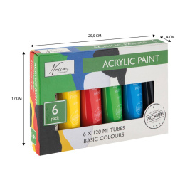 Akryylimaali 120 ml 6-setti Basic ryhmässä Taiteilijatarvikkeet / Värit / Akryylivärit @ Pen Store (128548)
