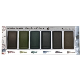 Gansai Tambi Akvarelli 6-setti Graphite Colors ryhmässä Taiteilijatarvikkeet / Taiteilijavärit / Akvarellivärit / Vesiväri napissa @ Pen Store (128725)