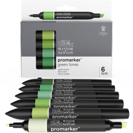 Promarker 6-setti Green tones ryhmässä Kynät / Taiteilijakynät / Maalitussit @ Pen Store (128777)