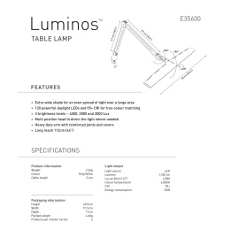 Luminos Table Lamp ryhmässä Askartelu ja Harrastus / Harrastustarvikkeet / Valaisimet @ Pen Store (129122)