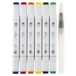 Aquarel marker Dual 6-set Basic + waterbrush ryhmässä Kynät / Taiteilijakynät / Akvarellikynät @ Pen Store (129352)