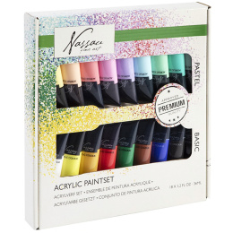 Acrylic Paint 18-set Bright & Pastel ryhmässä Taiteilijatarvikkeet / Taiteilijavärit / Akryylivärit @ Pen Store (129362)