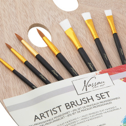 Brushes 8-set + Wooden palette ryhmässä Taiteilijatarvikkeet / Ateljee / Paletit @ Pen Store (129368)