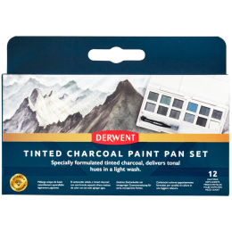 Tinted Charcoal Paint Pan Set 12 puolikuppia  ryhmässä Taiteilijatarvikkeet / Taiteilijavärit / Akvarellivärit / Akvarellinapit @ Pen Store (129568)