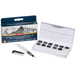 Tinted Charcoal Paint Pan Set 12 puolikuppia  ryhmässä Taiteilijatarvikkeet / Taiteilijavärit / Akvarellivärit / Akvarellinapit @ Pen Store (129568)