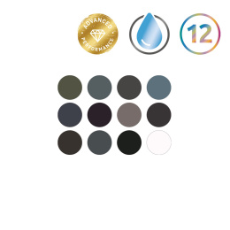 Tinted Charcoal Paint Pan Set 12 puolikuppia  ryhmässä Taiteilijatarvikkeet / Taiteilijavärit / Akvarellivärit / Akvarellinapit @ Pen Store (129568)