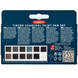 Tinted Charcoal Paint Pan Set 12 puolikuppia  ryhmässä Taiteilijatarvikkeet / Taiteilijavärit / Akvarellivärit / Akvarellinapit @ Pen Store (129568)
