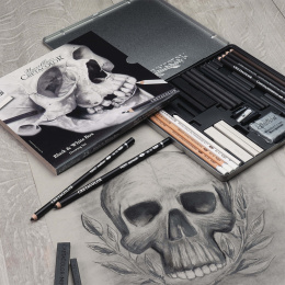 Black & White Box Piirustussarja 25 kpl ryhmässä Taiteilijatarvikkeet / Liidut ja lyijyt / Grafiitti ja lyijyt @ Pen Store (130583)