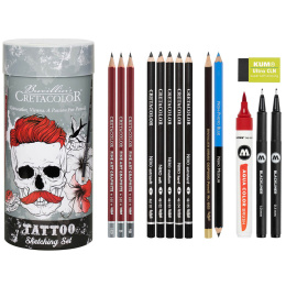 Tattoo Sketching Set 14 kpl ryhmässä Taiteilijatarvikkeet / Liidut ja lyijyt / Grafiitti ja lyijyt @ Pen Store (132709)