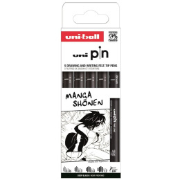 Pin Fineliner 5-setti Manga Shonen ryhmässä Kynät / Kirjoittaminen / Finelinerit @ Pen Store (132733)