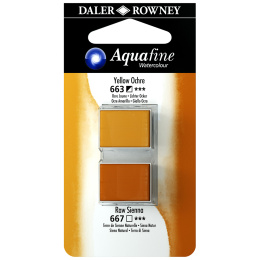Aquarelle Half-pan Duo Yellow Ochre/Raw Sienna ryhmässä Taiteilijatarvikkeet / Taiteilijavärit / Akvarellivärit / Akvarellinapit @ Pen Store (132904)