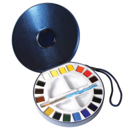 Akvarellimaali Travel setti Tin 18 ½ - Kuppia ryhmässä Taiteilijatarvikkeet / Taiteilijavärit / Akvarellivärit / Akvarellinapit @ Pen Store (132937)
