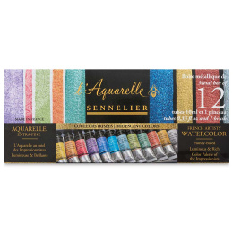 l'Aquarelle Akvarelliväri Iridescent Colours 12x10 ml ryhmässä Taiteilijatarvikkeet / Taiteilijavärit / Akvarellivärit @ Pen Store (133816)