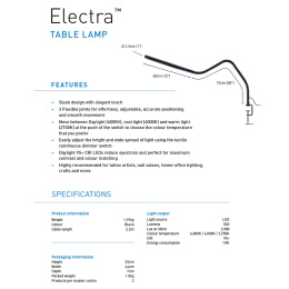 Electra Table Lamp ryhmässä Askartelu ja Harrastus / Harrastustarvikkeet / Valaisimet @ Pen Store (134060)