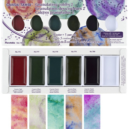 Gansai Tambi Akvarelli 5-setti Granulating Colors 2 ryhmässä Taiteilijatarvikkeet / Taiteilijavärit / Akvarellivärit / Vesiväri napissa @ Pen Store (135537)