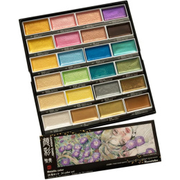 Gansai Tambi Akvarelli 24-setti Metallic 2 ryhmässä Taiteilijatarvikkeet / Taiteilijavärit / Akvarellivärit / Vesiväri napissa @ Pen Store (135538)