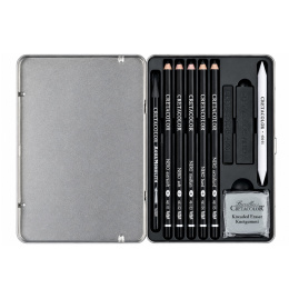 Deep Black piirustussetti 10 osaa ryhmässä Taiteilijatarvikkeet / Liidut ja lyijyt / Hiilikynät ja hiilet @ Pen Store (135646)