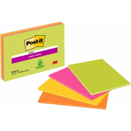 Post‑it Super Sticky 203x152 Meeting värisekoitus Neon 4‑pakkaus ryhmässä Paperit ja Lehtiöt / Kirjoitus ja muistiinpanot / Post-it ja muistilaput @ Pen Store (135728)