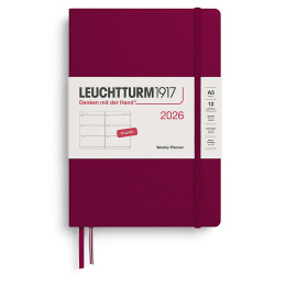 Kalenteri Weekly Planner 2026 A5 Port Red ryhmässä Paperit ja Lehtiöt / Kalenterit / 12 kk kalenterit @ Pen Store (136253)