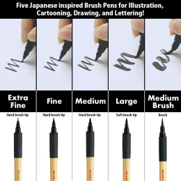 Bimoji Fude Brush Pen 5-setti ryhmässä Kynät / Taiteilijakynät / Sivellinkynät @ Pen Store (136420)