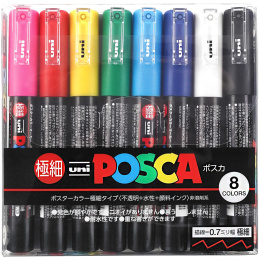 Posca PC-1MC Standard tones 8-kappaleen pakkaus ryhmässä Kynät / Taiteilijakynät / Akryylitussit @ Pen Store (136458)