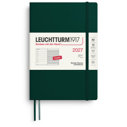 Kalenteri Weekly Planner & Notebook 2027 A5 Soft Cover Forest Green ryhmässä Paperit ja Lehtiöt / Kalenterit / 12 kk kalenterit @ Pen Store (137502)