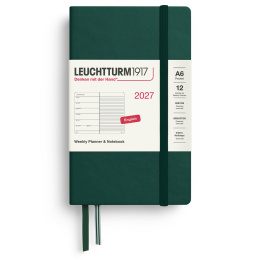 Kalenteri Weekly Planner & Notebook 2027 A6 Forest Green ryhmässä Paperit ja Lehtiöt / Kalenterit / 12 kk kalenterit @ Pen Store (137510)