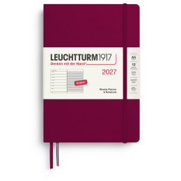 Kalenteri Weekly Planner & Notebook 2026 A5 Port Red ryhmässä Paperit ja Lehtiöt / Kalenterit / 12 kk kalenterit @ Pen Store (137515)