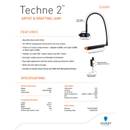 Techne 2 Artist & Drafting Lamp ryhmässä Askartelu ja Harrastus / Harrastustarvikkeet / Valaisimet @ Pen Store (137590)