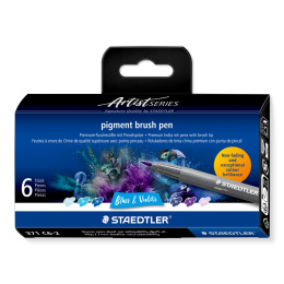 Pigment Arts Brush Pen 6-setti Blue/Violet ryhmässä Kynät / Taiteilijakynät / Sivellinkynät @ Pen Store (137612)