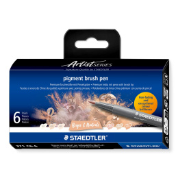 Pigment Arts Brush Pen 6-setti Beige/Natural ryhmässä Kynät / Taiteilijakynät / Sivellinkynät @ Pen Store (137616)