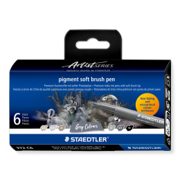 Pigment Arts Soft Brush Pen 6-setti Grey ryhmässä Kynät / Taiteilijakynät / Sivellinkynät @ Pen Store (137626)