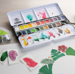 Akademie Aquarell Half Pans 24-setti ryhmässä Taiteilijatarvikkeet / Taiteilijavärit / Akvarellivärit / Akvarellinapit @ Pen Store (137802)