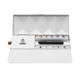 Horadam Aquarell Half Pans 12-setti + watertank ryhmässä Taiteilijatarvikkeet / Taiteilijavärit / Akvarellivärit / Akvarellinapit @ Pen Store (137803)