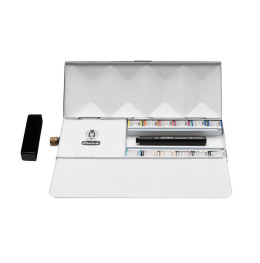Horadam Aquarell Half Pans 12-setti + watertank ryhmässä Taiteilijatarvikkeet / Taiteilijavärit / Akvarellivärit / Akvarellinapit @ Pen Store (137803)