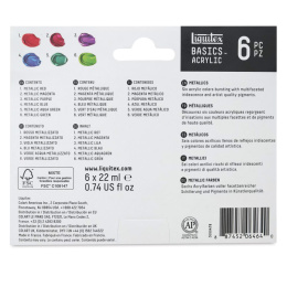 Akryyliväri Basics Metallic Set 6x22 ml ryhmässä Taiteilijatarvikkeet / Taiteilijavärit / Akryylivärit @ Pen Store (137836)