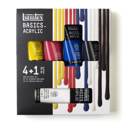Akryyliväri Basics Set 4x75 ml + 1x118 ml ryhmässä Taiteilijatarvikkeet / Taiteilijavärit / Akryylivärit @ Pen Store (137838)