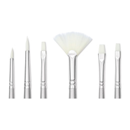 Synteettiset siveltimet Akryyli Short Handle 6 kpl ryhmässä Taiteilijatarvikkeet / Siveltimet / Keinokuitusivellin @ Pen Store (137853)