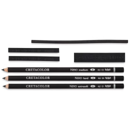 Nero Deep Black setti 7 osaa ryhmässä Taiteilijatarvikkeet / Liidut ja lyijyt / Hiilikynät ja hiilet @ Pen Store (138029)