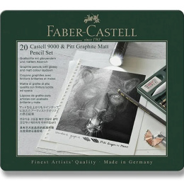 Grafiittikynäsetti Pitt Graphite Matt + Castell 9000 20-osainen ryhmässä Taiteilijatarvikkeet / Liidut ja lyijyt / Grafiitti ja lyijyt @ Pen Store (138032)
