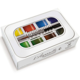 l'Aquarelle Aqua-mini Akvarellisetti 8 puolikuppia + sivellin ryhmässä Taiteilijatarvikkeet / Taiteilijavärit / Akvarellivärit / Akvarellinapit @ Pen Store (138036)