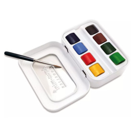 l'Aquarelle Aqua-mini Akvarellisetti 8 puolikuppia + sivellin ryhmässä Taiteilijatarvikkeet / Taiteilijavärit / Akvarellivärit / Akvarellinapit @ Pen Store (138036)
