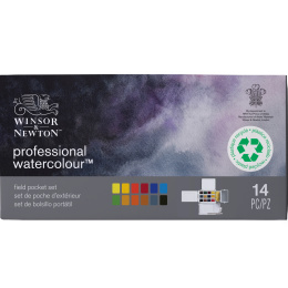 Professional Akvarelliväri 1/2-nappi Field Box 12-setti ryhmässä Taiteilijatarvikkeet / Taiteilijavärit / Akvarellivärit / Akvarellinapit @ Pen Store (138038)