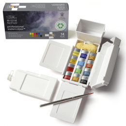 Professional Akvarelliväri 1/2-nappi Field Box 12-setti ryhmässä Taiteilijatarvikkeet / Taiteilijavärit / Akvarellivärit / Akvarellinapit @ Pen Store (138038)