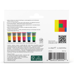 Galeria Akryylimaali 6x20ml Fluo set ryhmässä Taiteilijatarvikkeet / Taiteilijavärit / Akryylivärit @ Pen Store (138042)