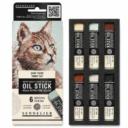 Oil Stick Mini 6-setti Tabby cat ryhmässä Taiteilijatarvikkeet / Liidut ja lyijyt / Öljyliidut @ Pen Store (138062)