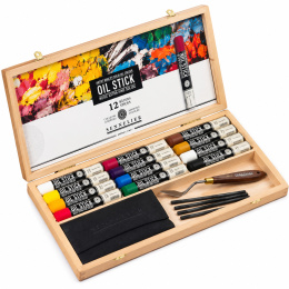 Oil Stick Puulaatikko 12-setti + tarvikkeet ryhmässä Taiteilijatarvikkeet / Liidut ja lyijyt / Öljyliidut @ Pen Store (138092)
