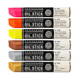 Oil Stick Flurescent & Metallics 6-setti ryhmässä Taiteilijatarvikkeet / Liidut ja lyijyt / Öljyliidut @ Pen Store (138093)